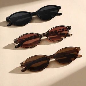 Veloura 3p Stylish Oval Women's Minimalist Sunglasses in Black and Brown